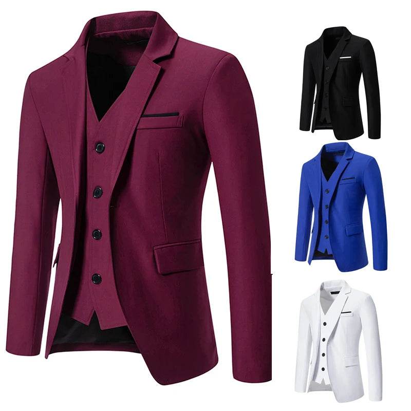 Men's Slim Fit Blazer - Comfortable Solid Color for Business & Casual Wear - Buy Center US