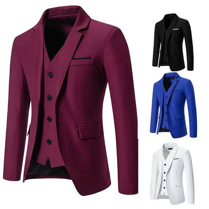 Men's Slim Fit Blazer - Comfortable Solid Color for Business & Casual Wear - Buy Center US