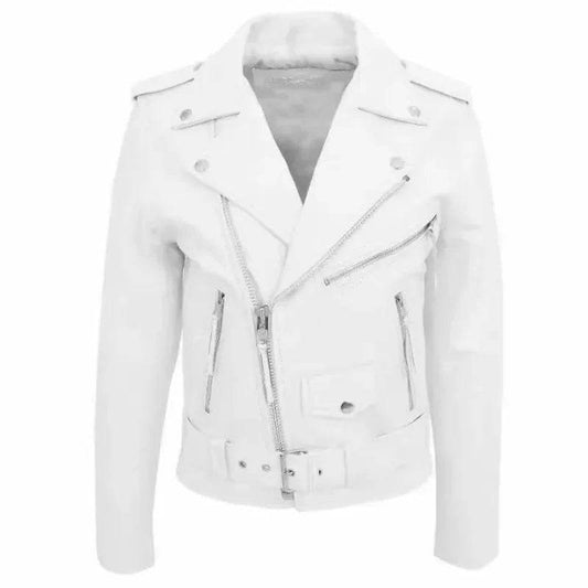 MLSJSHIQI Men's White Leather Jacket - Casual Solid Long Sleeve Coat - Buy Center US