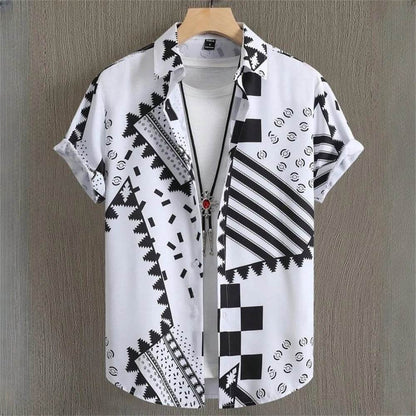 Casual Men's Hawaiian Shirts - 3D Patchwork Printing for Spring/Summer - Buy Center US