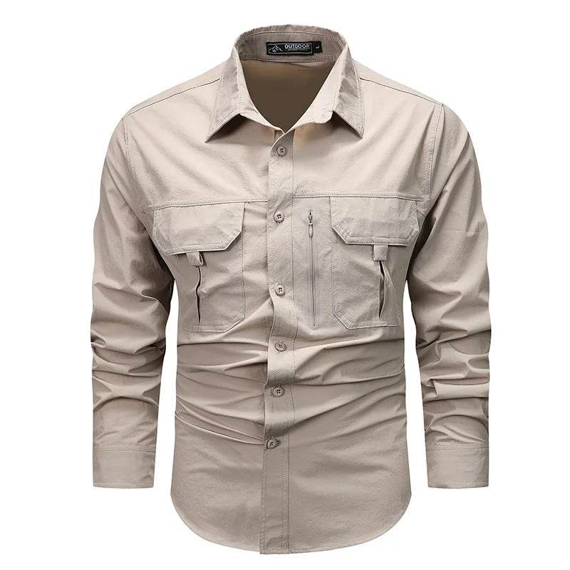 Wolf Inheritance Men's Tactical Work Shirt - Long Sleeve, Multi-Pocket Casual - Buy Center US