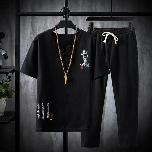 2024 Chinese Style Men's Casual Cotton-Linen Shirt & Trousers Set - Buy Center US