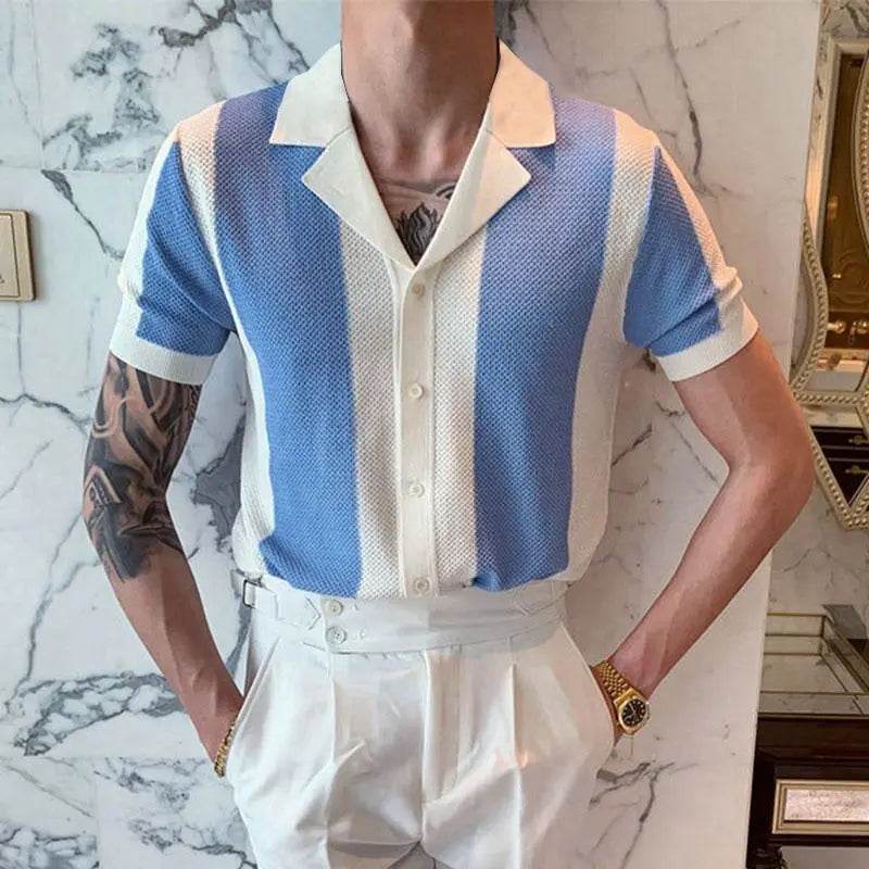 XFT Vintage Men’s Stripe Polo Shirt - Casual Summer Short Sleeve Fashion - Buy Center US