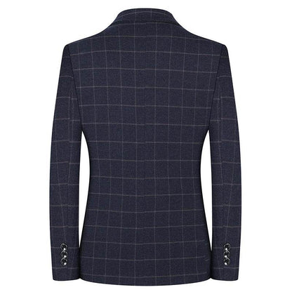 Men's Slim Fit Plaid Blazer - Casual Spring Autumn Fashion Coat - Buy Center US