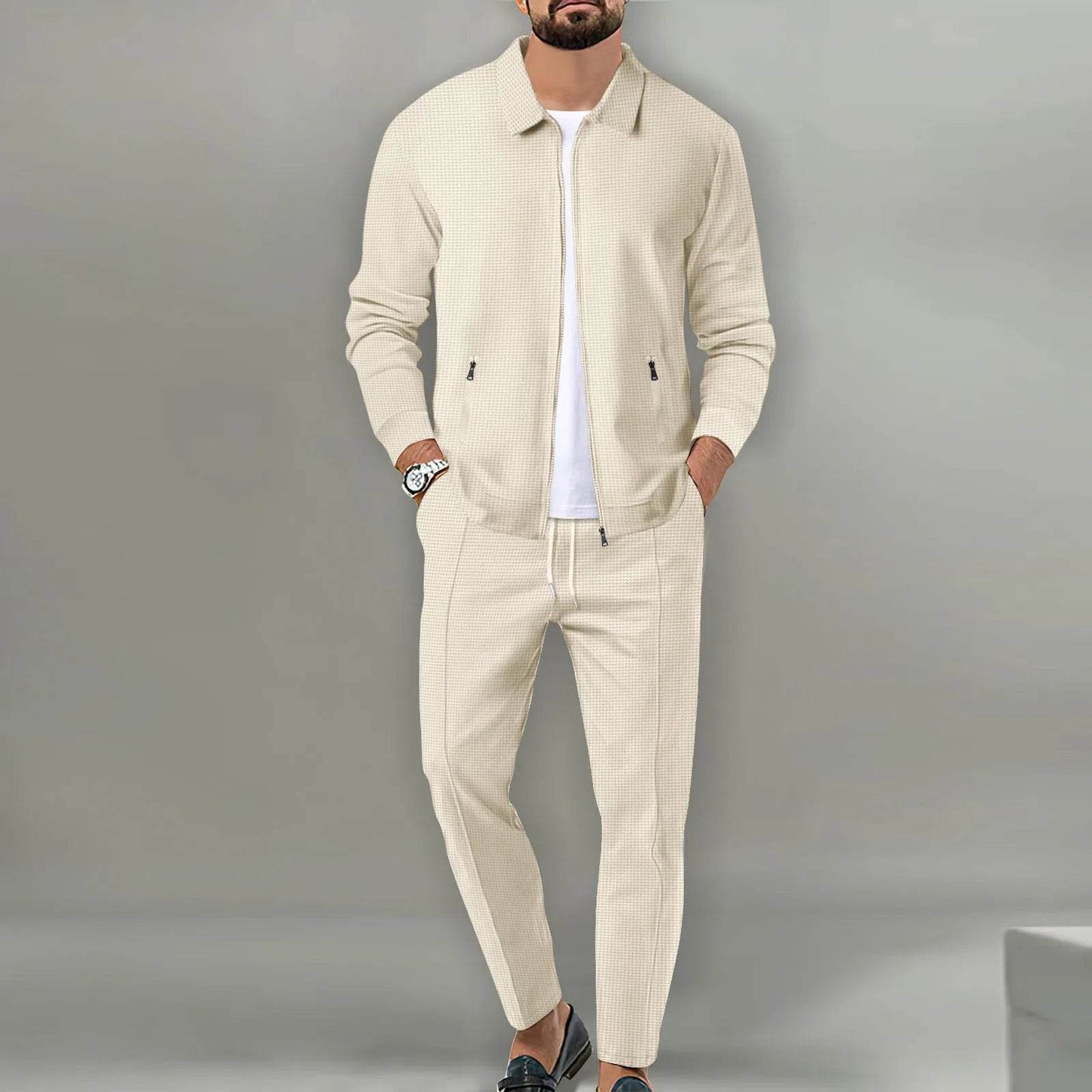 Boilen Heng Xin Men's Casual Blazer Set - Waffle Baseball Suit - Buy Center US