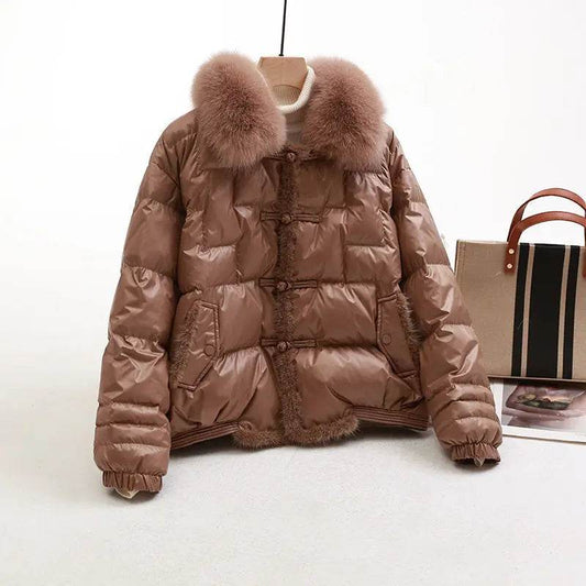 Women's 2023 Winter White Down Coat - Large Collar, Waterproof & Thick - Buy Center US