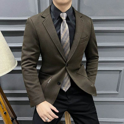 Men's Green Plaid Waffle Blazer - Trendy High-Quality Coat for Casual Style - Buy Center US