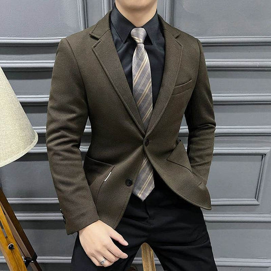 Men's Green Plaid Waffle Blazer - Trendy High-Quality Coat for Casual Style - Buy Center US