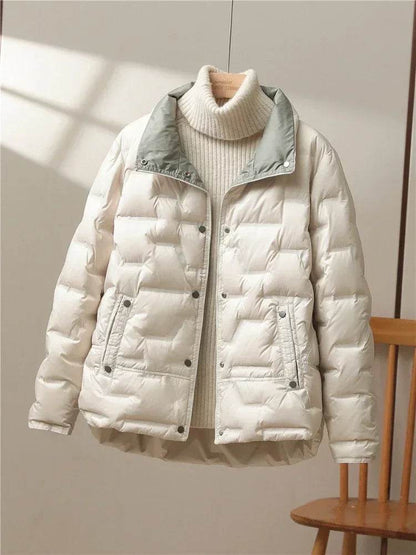 Women’s Casual Light Puffer Parka - Thick White Duck Down Coat - Buy Center US