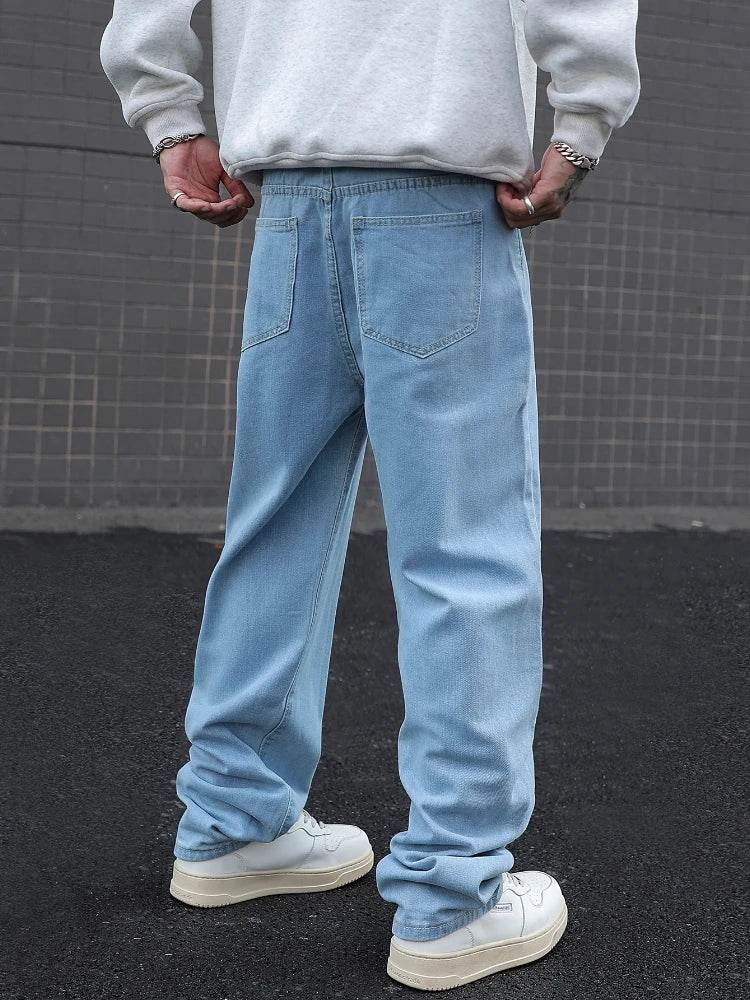 Men's Cotton Baggy Y2K Jeans - Loose Fit, Mid-Weight Casual Trousers - Buy Center US