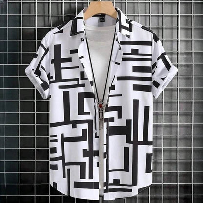 Casual Men's Hawaiian Shirts - 3D Patchwork Printing for Spring/Summer - Buy Center US