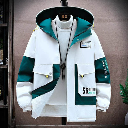 Trendy Hooded Jacket - Windproof Plush Insulation for Men’s Casual Style - Buy Center US