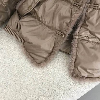 Women's White Duck Down Puffer Jacket - Real Fox Fur Collar Coat - Buy Center US