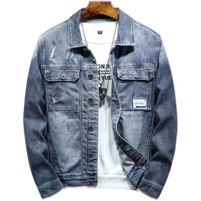 Luxury Men's Denim Cardigan Jacket - Spring Autumn Harajuku Style Coat - Buy Center US