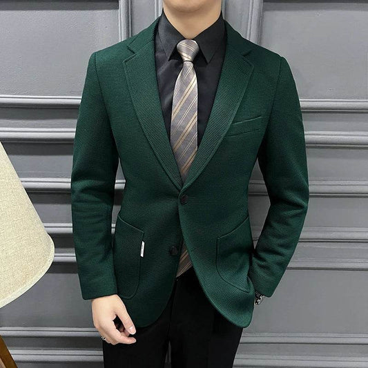 Men's Green Plaid Waffle Blazer - Trendy High-Quality Coat for Casual Style - Buy Center US