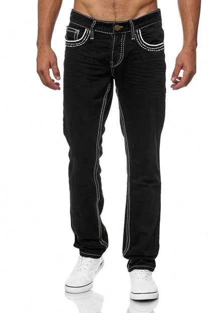 Wulend Vintage Men’s Distressed Denim Jeans - Punk Style Loose Fit - Buy Center US