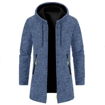 Men's Casual Long-Sleeved Hooded Cardigan Jacket - Solid Color Zipper Style - Buy Center US
