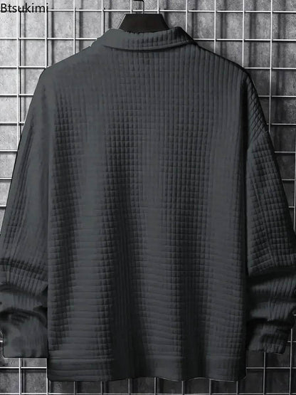 Men's Casual Solid Color Jacket - Turn-Down Collar, Long Sleeve Style - Buy Center US
