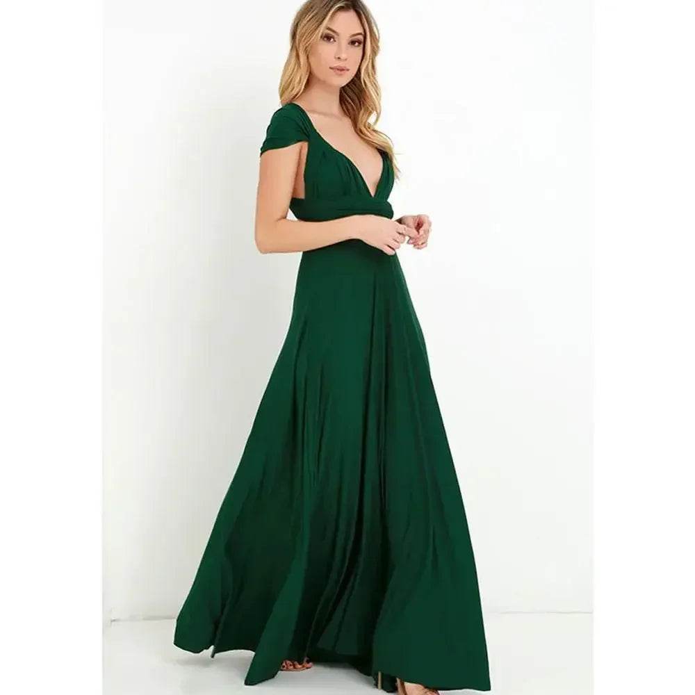 Bohemian V-Neck Maxi Dress - Sexy Sleeveless Summer Gown for Women - Buy Center US