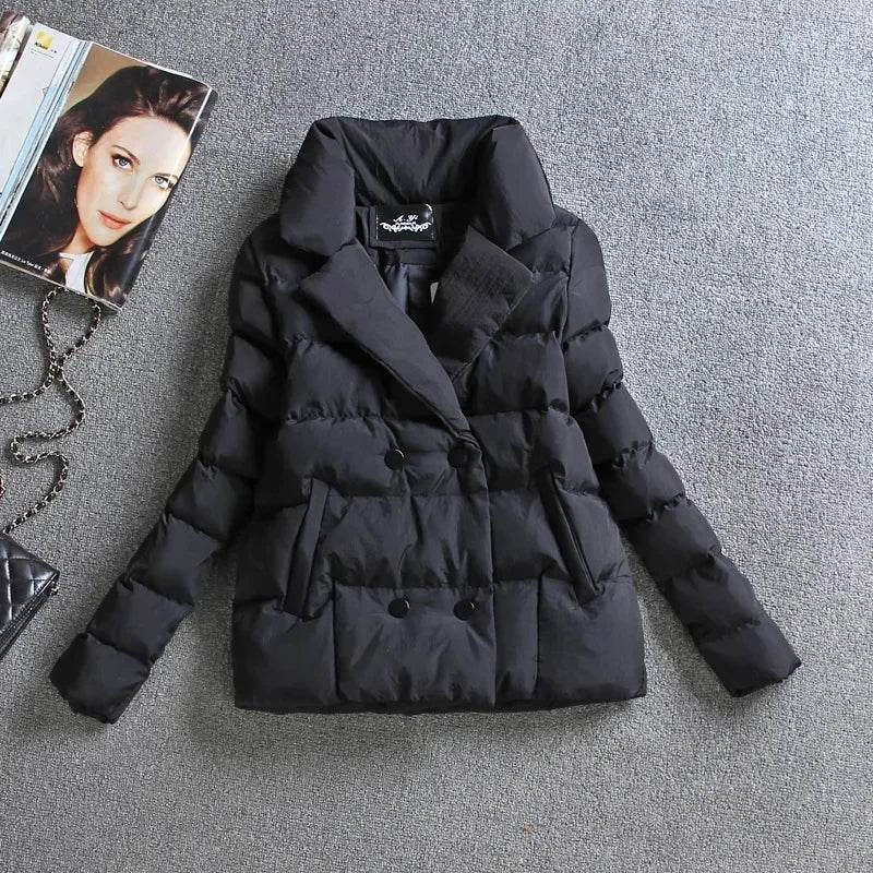 Women’s Short Down Cotton Jacket - Slim Fit, Double-Breasted Design - Buy Center US