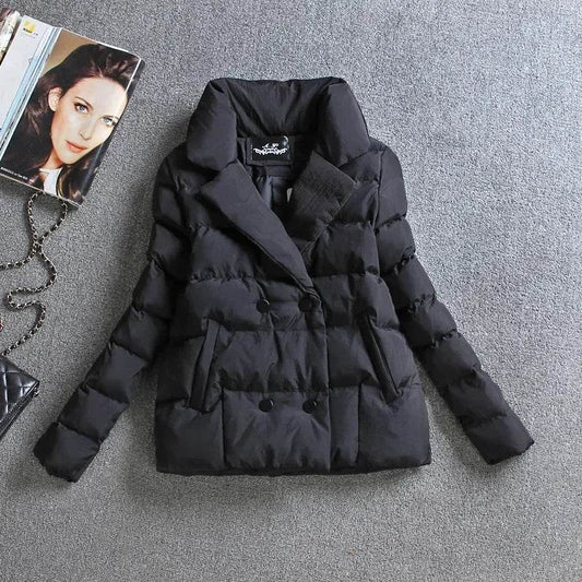 Women’s Short Down Cotton Jacket - Slim Fit, Double-Breasted Design - Buy Center US