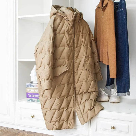 OFTBUY Women's White Duck Down Coat - Autumn Winter Hooded Puffer - Buy Center US