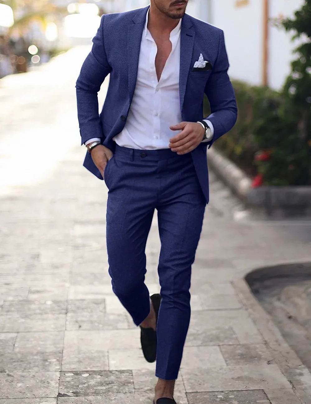 Zmbanpise Men's 2-Piece Linen Suit - Smart Casual Wedding Attire - Buy Center US