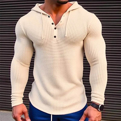 Men's Casual Long Sleeve Pullover Hoodie - Comfortable Solid Color Tops - Buy Center US