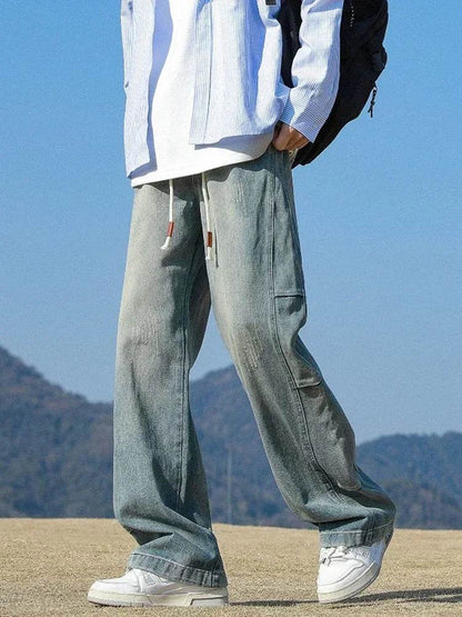 Autumn Distressed Baggy Jeans for Men - Y2K Fashion & Patchwork - Buy Center US
