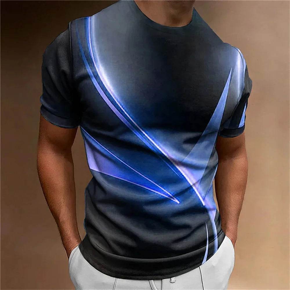 Men's Casual Loose T-Shirt - Vintage Black & White Striped 3D Print - Buy Center US
