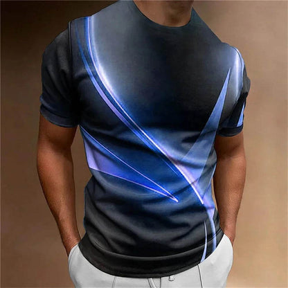 Men's Casual Loose T-Shirt - Vintage Black & White Striped 3D Print - Buy Center US