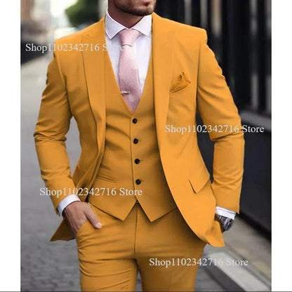 Luxury Pink Men’s Tuxedo Suit 3 Piece - Slim Fit Jacket, Pants & Vest - Buy Center US