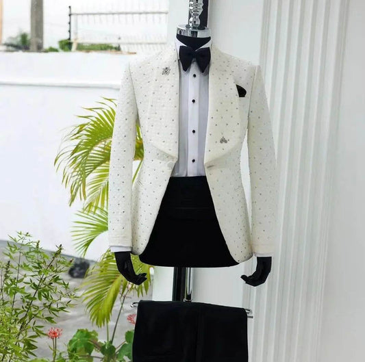 LC.TJWORID Men's Jacquard Blazer and Pants Suit - Formal & Smart Casual - Buy Center US