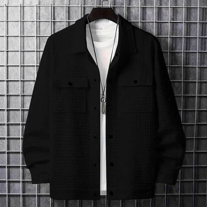 Men's Casual Solid Color Jacket - Turn-Down Collar, Long Sleeve Style - Buy Center US