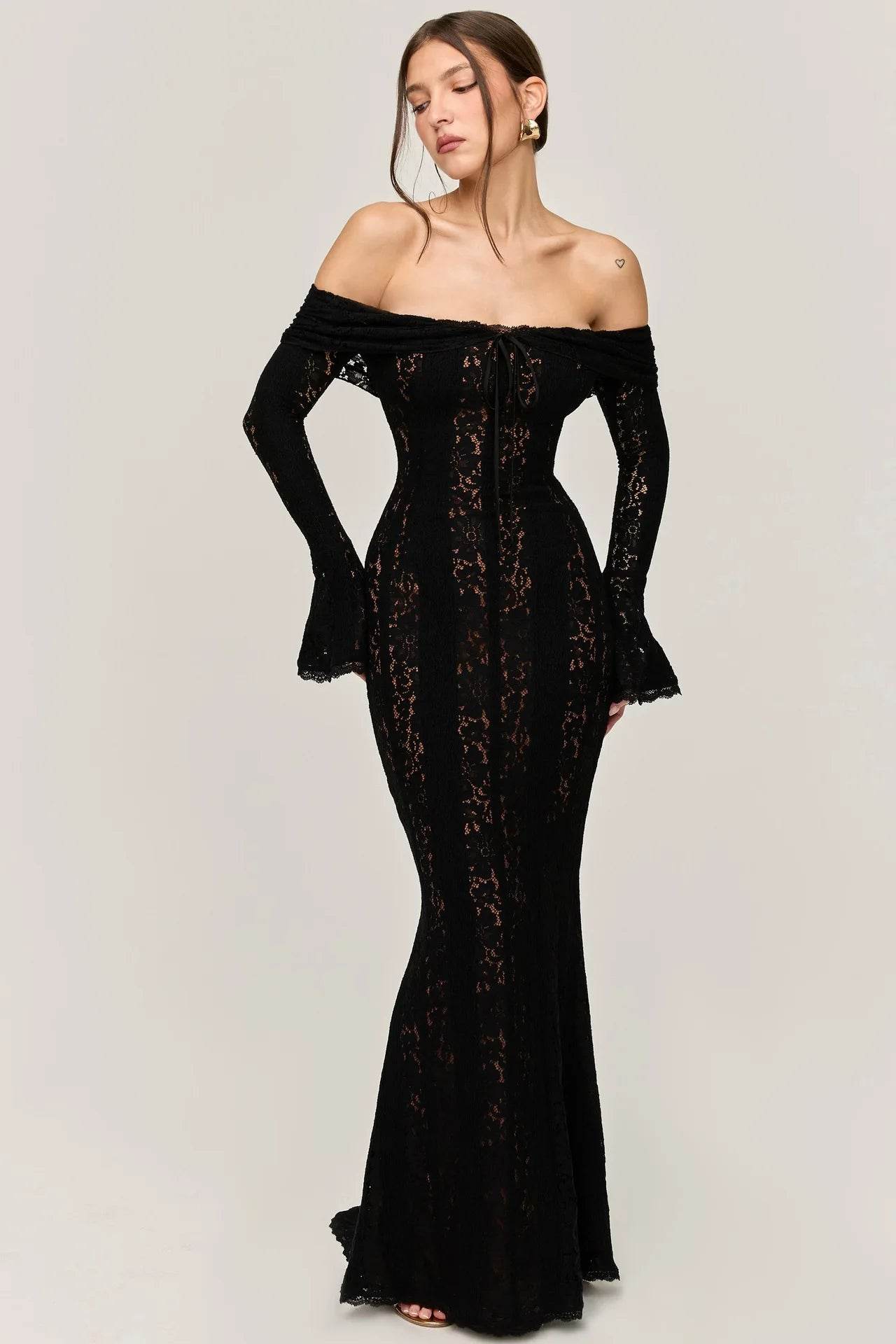 Women's Lace Up Flared Maxi Dress - Elegant Summer Beach Outfit - Buy Center US