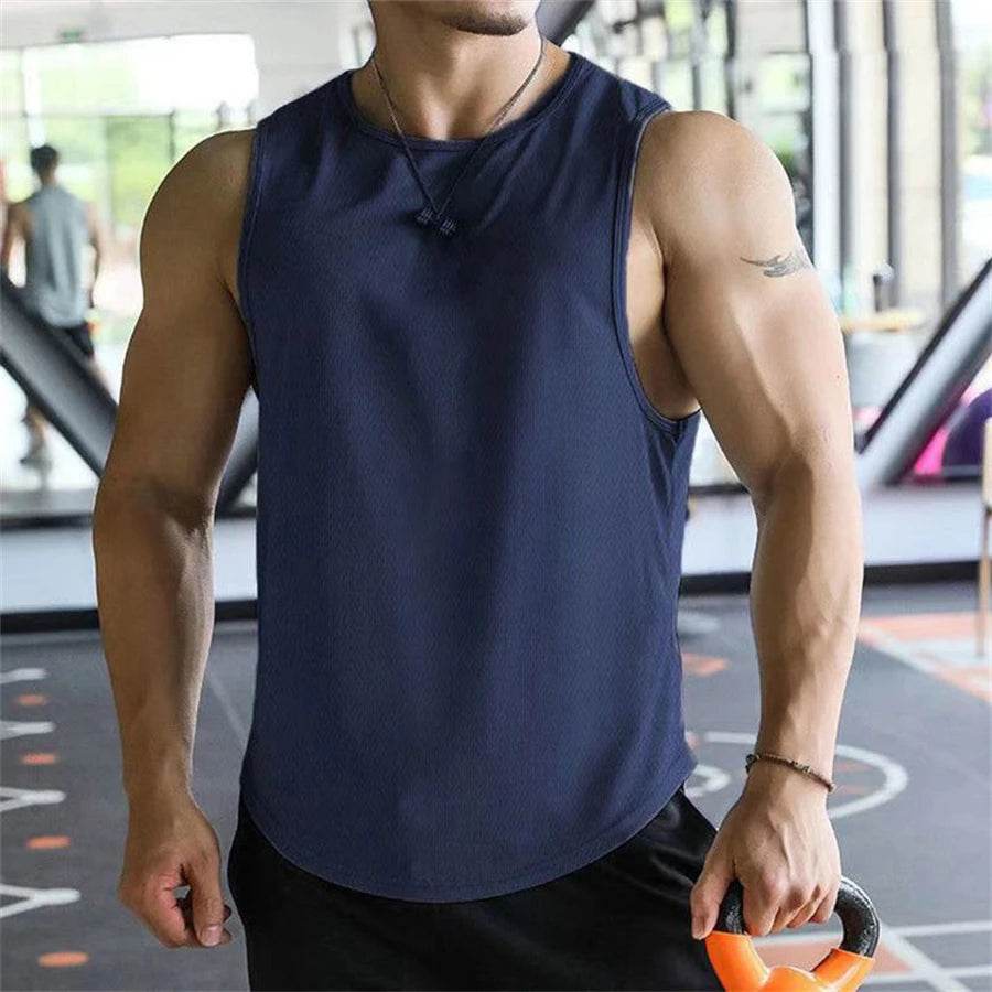 Men's Quick-Dry Tank Tops - Breathable Polyester Mesh for Fitness - Buy Center US
