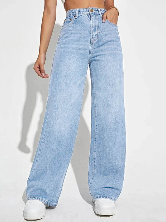 LEEYOVEE Women's High Waist Denim Wide Leg Pants - Casual All-Season Fit - Buy Center US