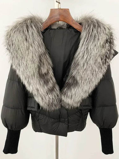 Elegant Casual Women’s Raccoon Fur Collar Coat - Winter Jacket 2024 - Buy Center US