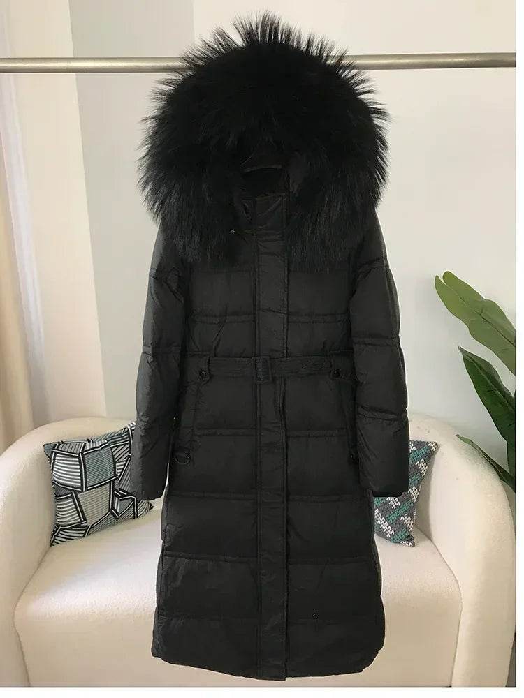 Women's Real Raccoon Fur Jacket - Thick Warm Duck Down Coat - Buy Center US