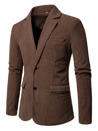 Stylish Men's Casual Solid Color Corduroy Suit Jacket - Perfect for Business - Buy Center US
