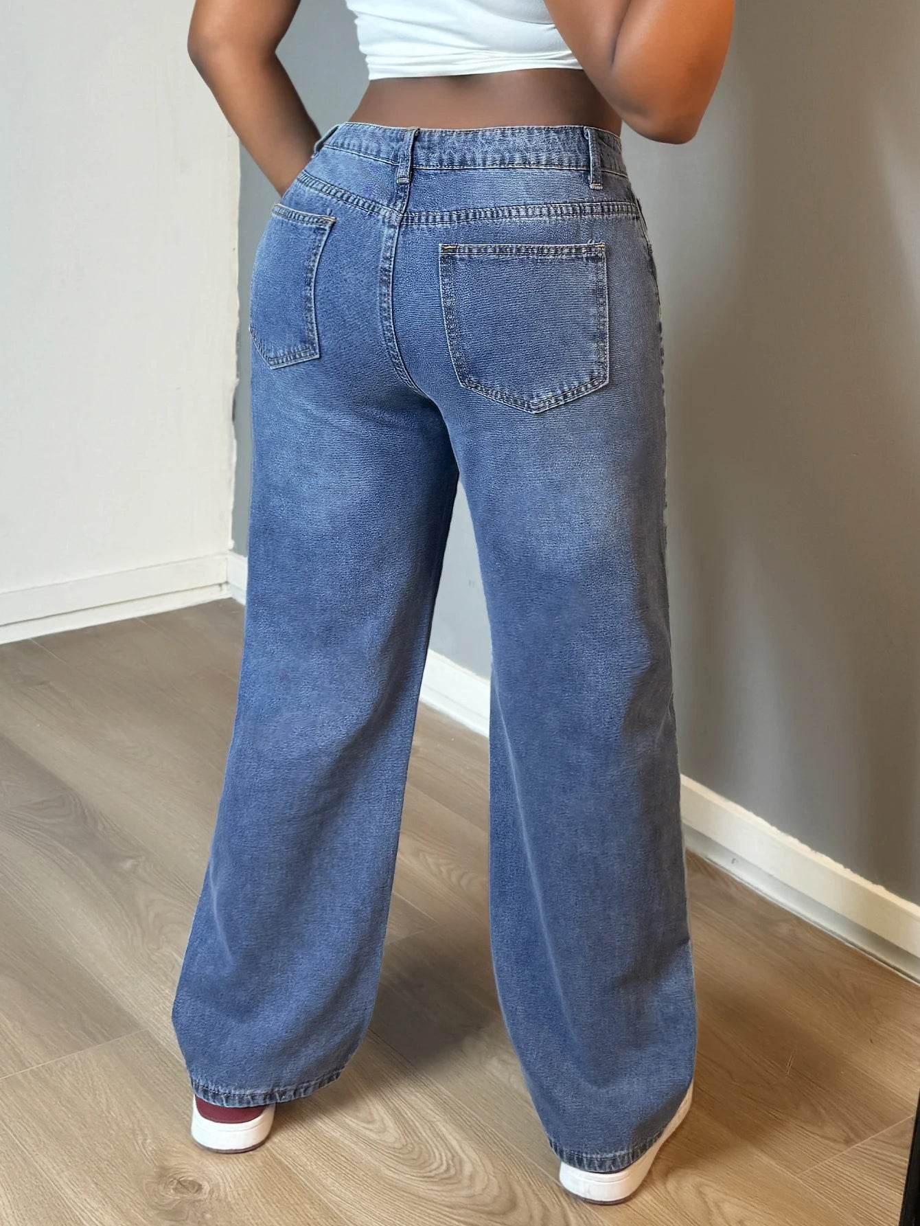 Women’s Straight Leg Denim Jeans - Classic Casual Style with Pockets - Buy Center US