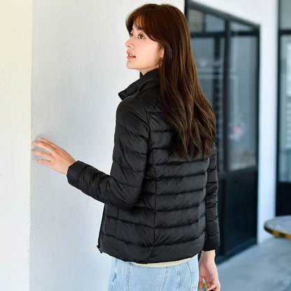 Women's Ultra Lightweight Puffer Jacket - Slim Fit White Duck Down - Buy Center US