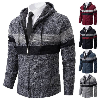 ENWEIGE Men's Hooded Sweater Coat - Warm Velvet Padded Knit Cardigan - Buy Center US