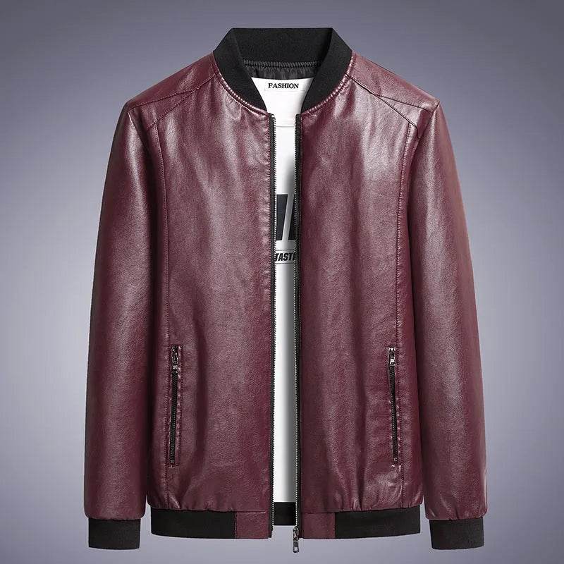 Wulend Men’s Faux Leather Jacket - Casual Full Sleeve Zipper Coat - Buy Center US