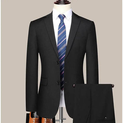 Korean Slim-Fit Men's Two-Piece Suit Set - Stylish Business Formal Attire - Buy Center US