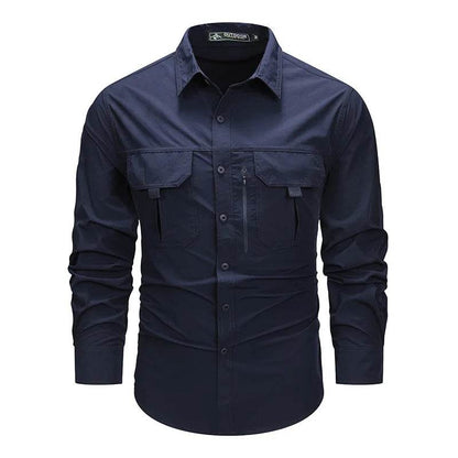 Wolf Inheritance Men's Tactical Work Shirt - Long Sleeve, Multi-Pocket Casual - Buy Center US
