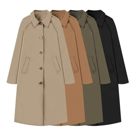 Zach Ailsa Women's Winter Trench Coat - Single Breasted, Long Sleeve - Buy Center US