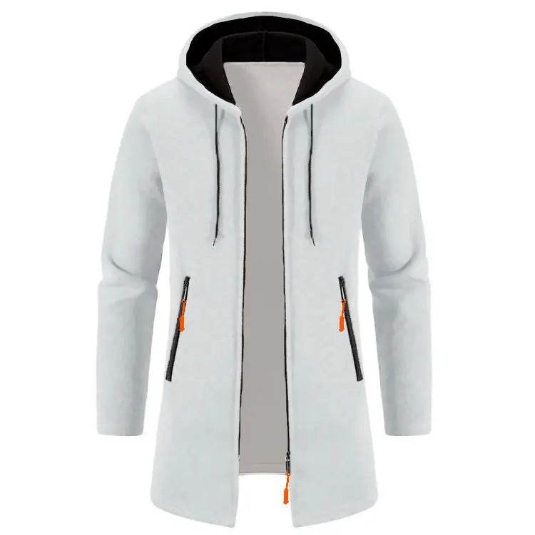 Men's Casual Long-Sleeved Hooded Cardigan Jacket - Solid Color Zipper Style - Buy Center US