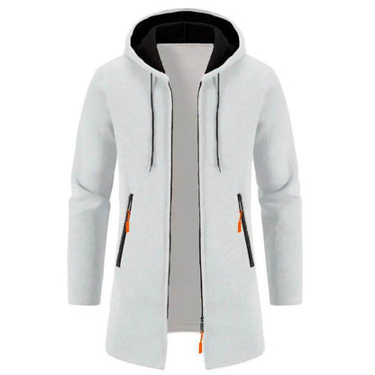 Men's Casual Long-Sleeved Hooded Cardigan Jacket - Solid Color Zipper Style - Buy Center US