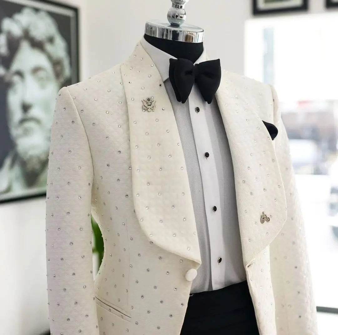LC.TJWORID Men's Jacquard Blazer and Pants Suit - Formal & Smart Casual - Buy Center US